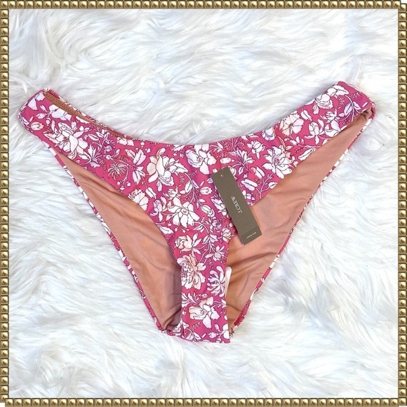 NWT J. Crew Pink White Floral Swim Bikini Bottom Size Medium - Picture 1 of 8